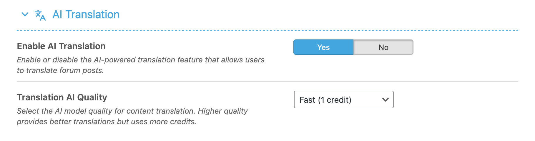 AI Translation Settings