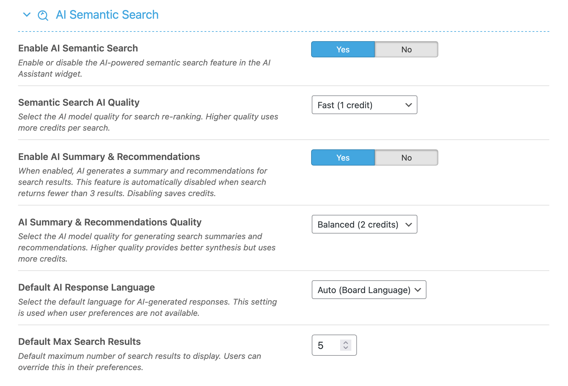AI Semantic Search Settings