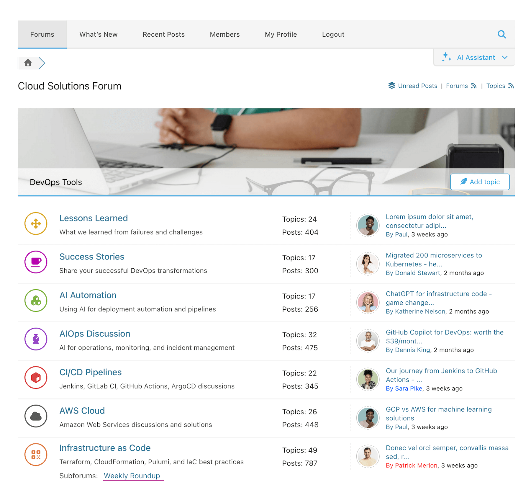 Simplified Layout - Forums View