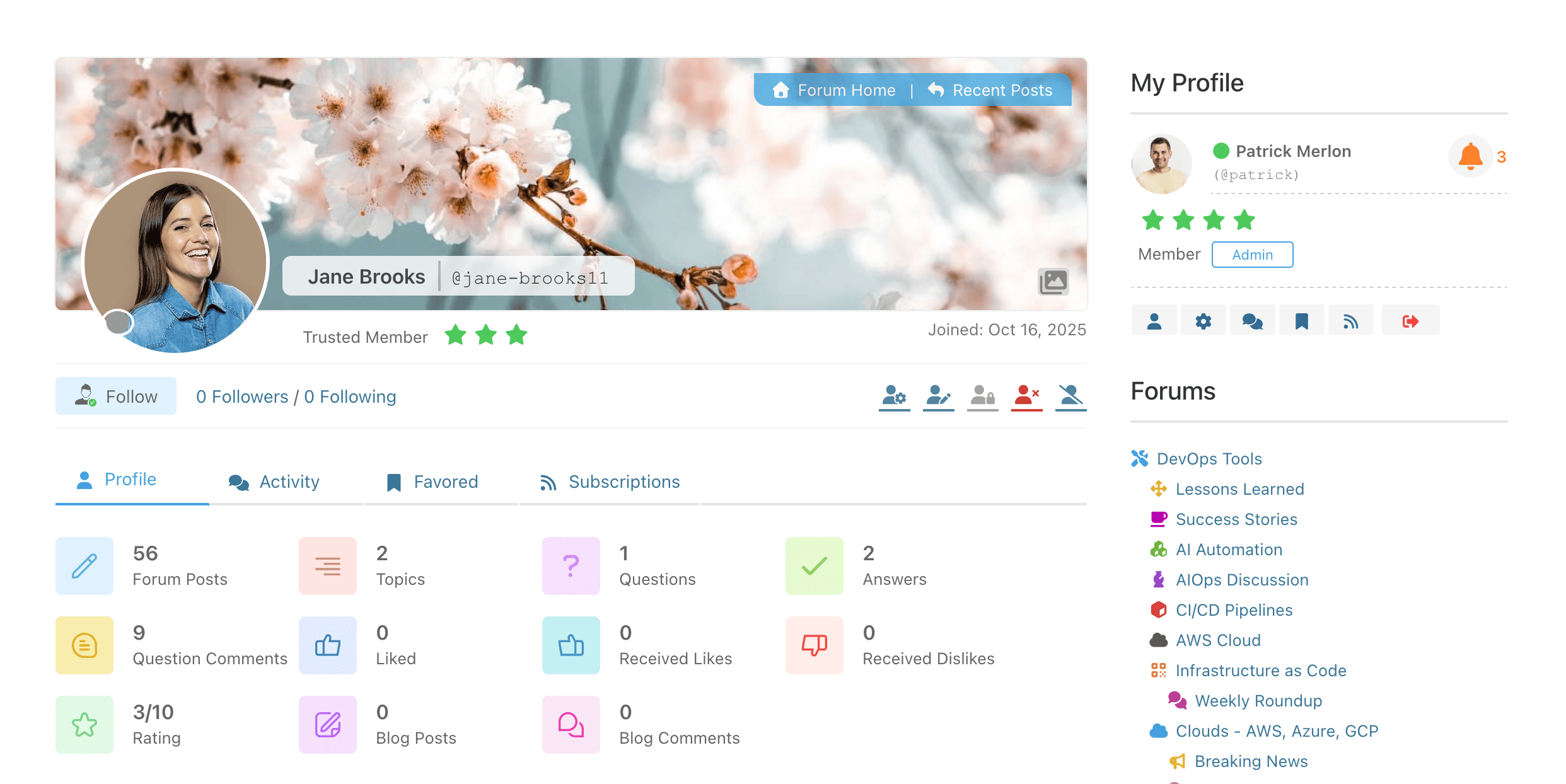 wpForo 论坛 5 wpForo Members Profile Page