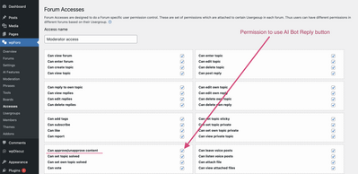 wpForo Permission to use AI Bot Reply button