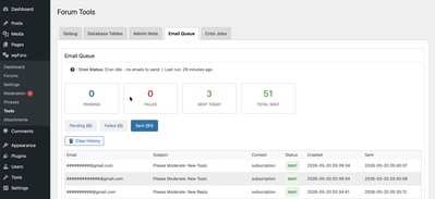 wpForo Tools Email Queue