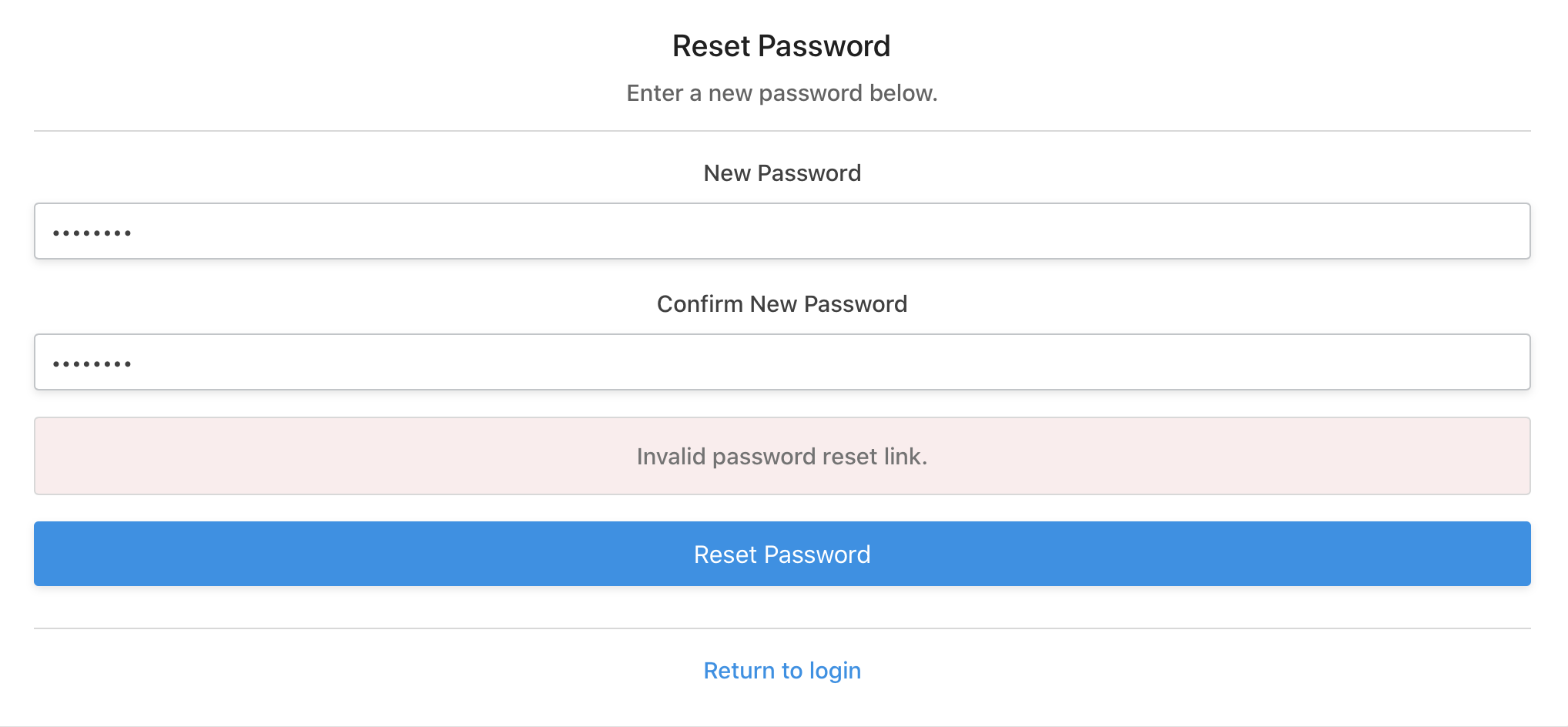 mystera legacy password reset invalid